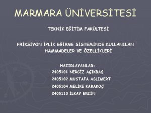 MARMARA NVERSTES TEKNK ETM FAKLTES FRKSYON PLK ERME