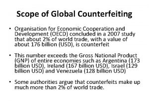 Scope of Global Counterfeiting Organisation for Economic Cooperation