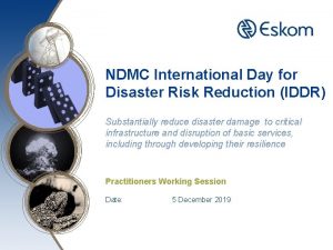 NDMC International Day for Disaster Risk Reduction IDDR