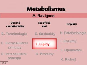Metabolismus A Navigace Obecn charakteristika B Terminologie Specifick