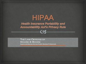 HIPAA Health Insurance Portability and Accountability Acts Privacy