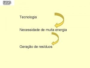 Tecnologia Necessidade de muita energia Gerao de resduos