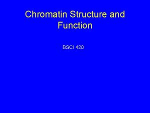 Chromatin Structure and Function BSCI 420 Chromatin is