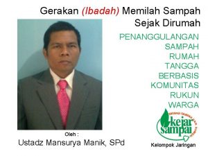 Gerakan Ibadah Memilah Sampah Sejak Dirumah PENANGGULANGAN SAMPAH