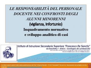 LE RESPONSABILIT DEL PERSONALE DOCENTE NEI CONFRONTI DEGLI