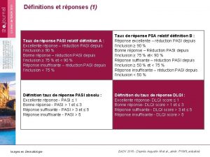 Dfinitions et rponses 1 Taux de rponse PASI