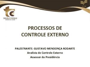 PROCESSOS DE CONTROLE EXTERNO PALESTRANTE GUSTAVO MENDONA RODARTE