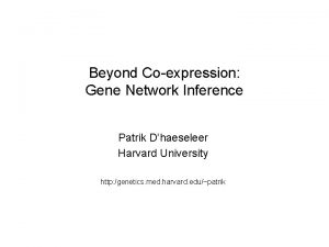 Beyond Coexpression Gene Network Inference Patrik Dhaeseleer Harvard