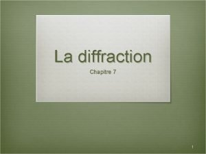 La diffraction Chapitre 7 1 Points essentiels v