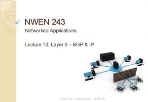 NWEN 243 Networked Applications Lecture 10 Layer 3