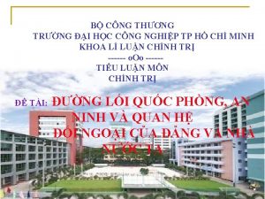 B CNG THNG TRNG I HC CNG NGHIP