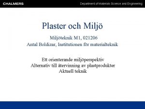 Department of Materials Science and Engineering Plaster och