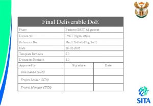 Final Deliverable Do E Phase Business IMST Alignment