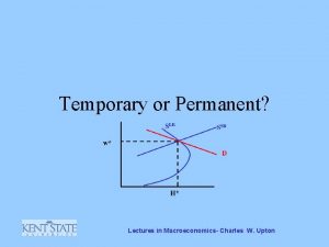 Temporary or Permanent Lectures in Macroeconomics Charles W