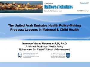 The United Arab Emirates Health PolicyMaking Process Lessons