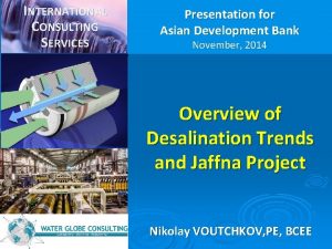 Consulting services for desalination systems