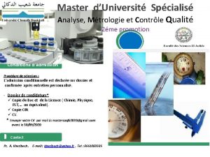 Master dUniversit Spcialis Analyse Mtrologie et Contrle Qualit