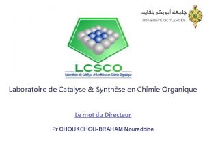 Laboratoire de Catalyse Synthse en Chimie Organique Le