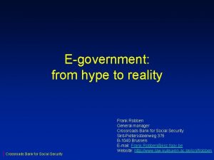 Egovernment from hype to reality Crossroads Bank for