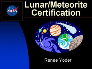 LunarMeteorite Certification Renee Yoder Lunar Sample Disk Meteorite