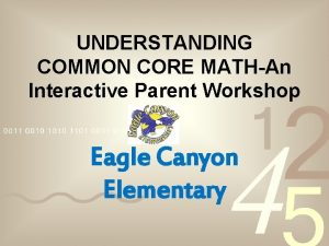 UNDERSTANDING COMMON CORE MATHAn Interactive Parent Workshop Eagle