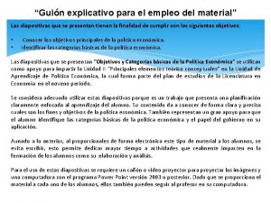 Guin explicativo para el empleo del material Las