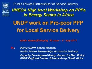 PublicPrivate Partnerships for Service Delivery UNECA High level