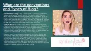 Genre conventions of a blog