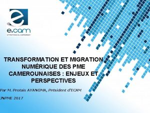 TRANSFORMATION ET MIGRATION NUMRIQUE DES PME CAMEROUNAISES ENJEUX