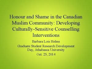 Honour and Shame in the Canadian Muslim Community