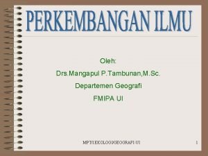 Oleh Drs Mangapul P Tambunan M Sc Departemen