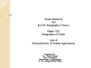 Study Material For B A II Geography Hons