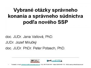 Vybran otzky sprvneho konania a sprvneho sdnictva poda