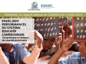 Pasec cameroun