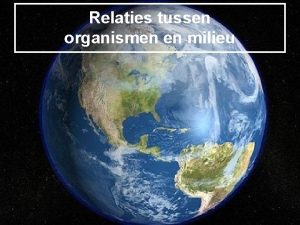 Relaties tussen organismen en milieu 1 Onderzoek van