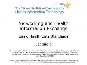 Networking and Health Information Exchange Basic Health Data