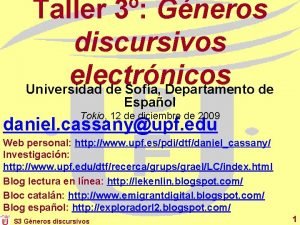 Taller 3 Gneros discursivos electrnicos Universidad de Sofa
