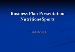 Sports nutrition business plan