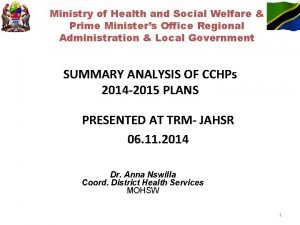 Ministry of Health and Social Welfare Prime Ministers