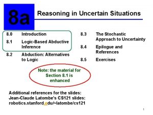 8 a Reasoning in Uncertain Situations 8 0