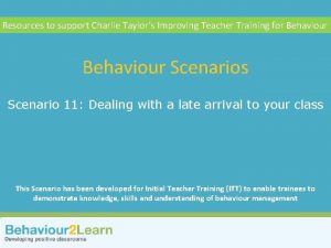 Classroom management Resources to support Charlie Taylors Improving
