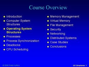 Course Overview Introduction Computer System Structures Operating System