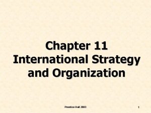 Chapter 11 International Strategy and Organization Prentice Hall
