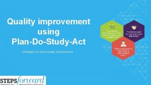 Quality improvement using PlanDoStudyAct Strategies for local quality
