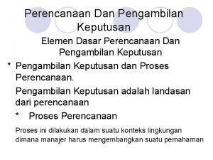 Elemen pengambilan keputusan