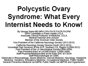 Polycystic Ovary Syndrome What Every Internist Needs to