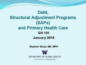 Structural adjustment programs