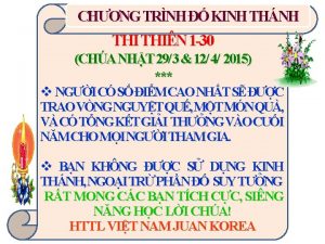 CHNG TRNH KINH THNH THIN 1 30 CHA