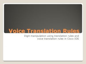 Cisco voice translation-rule