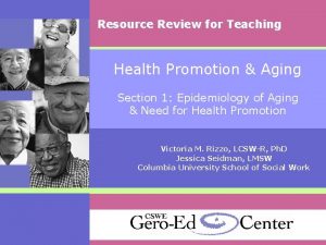 Resource Review for Teaching Health Promotion Aging Section